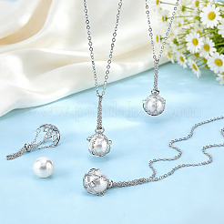 4Pcs Adjustable Brass Pearl Stone Empty Cage Pendant Necklace Making&nbsp;NJEW-PH0001-60P