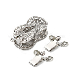 Brass Micro Pave Clear Cubic Zirconia Box Clasps&nbsp;KK-E084-28P
