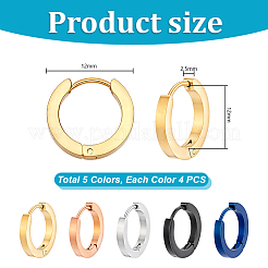 20Pcs 5 Colors Stainless Steel Hoop Earrings&nbsp;EJEW-PH0001-46