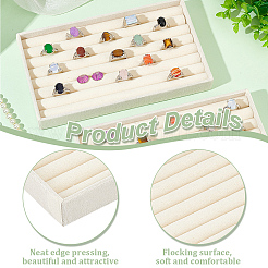 7-Slot Rectangle Velvet Wedding Ring Storage Display Trays&nbsp;AJEW-WH0471-129B