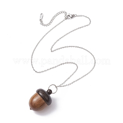 Acorns Disconnectable Wood Pendant Necklaces&nbsp;NJEW-JN04625-01