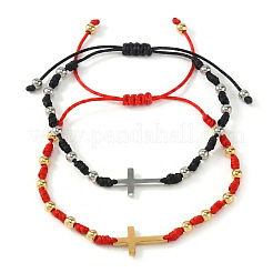 2Pcs Cross 304 Stainless Steel Link Bracelets&nbsp;BP8988-3