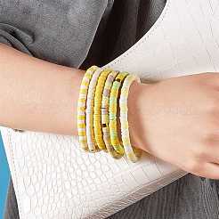 Handmade Polymer Clay Heishi Beads Stretch Bracelets Sets&nbsp;BJEW-JB05902-07