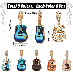40Pcs 5 Colors Rack Plating Golden Tone Alloy Pendants&nbsp;ENAM-SC0005-16