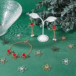 48 Pcs 4 Colors Brass Bead Caps&nbsp;KK-FH0004-38