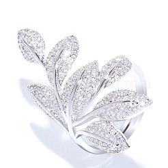 Brass Micro Pave Clear Cubic Zirconia Finger Rings&nbsp;FS-WG77E03-01