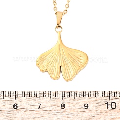 Ginkgo Leaf 304 Stainless Steel Pendant Necklaces&nbsp;NJEW-H059-21G