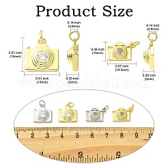 8Pcs 4 Styles Brass Pave Cubic Zirconia Camera Charms&nbsp;KK-CJ0004-36