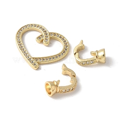 Brass Micro Pave Clear Cubic Zirconia Fold Over Clasps&nbsp;KK-M320-12G