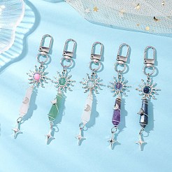 5Pcs Bullet Natural Lapis Lazuli & Green Aventurine & Amethyst & Quartz Crystal & Rose Quartz & Yellow Jade Pendant Decoration&nbsp;HJEW-JM03056