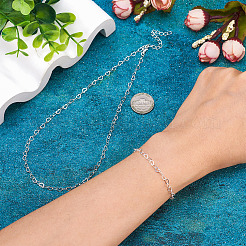 1 Set Brass Heart Link Chain Bracelet & Necklace&nbsp;SJEW-TA0001-05