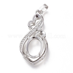 Brass Micro Pave Clear Cubic Zirconia Open Back Bezel Pendant Cabochon Settings&nbsp;ZIRC-I049-09