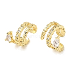 Brass Micro Pave Cubic Zirconia Cuff Earrings for Women&nbsp;CU-CBAE7DF-15G