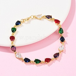 Brass Micro Pave Cubic Zirconia Link Bracelets&nbsp;BJEW-Z138-01G