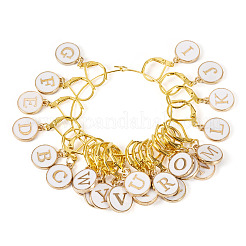 26Pcs Flat Round with Letter A~Z Alloy Enamel Pendant Locking Stitch Markers&nbsp;HJEW-TAC0089