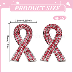 4Pcs Awareness Ribbon Rhinestone Pins&nbsp;JEWB-GO0001-22