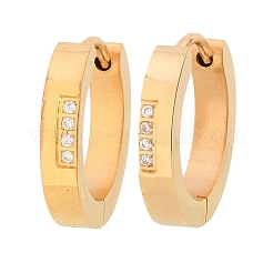 304 Stainless Steel Clear Cubic Zirconia Hoop Earrings&nbsp;EJEW-L307-12G-01