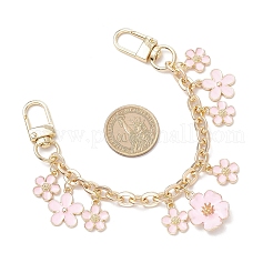 Alloy Pink Enamel Flower Pendant Cable Chain Purse Decorative Chains&nbsp;AJEW-BA00148-01