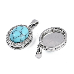 Synthetic Turquoise(Dyed) Oval Pendants&nbsp;KK-U043-47P-F