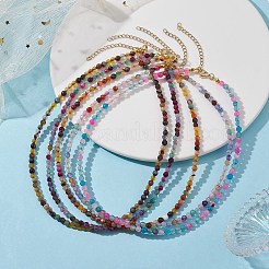 Faceted Round Natural Agate(Dyed & Heated) Beaded Necklaces for Women&nbsp;NJEW-JN04659