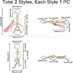 2Pcs 2 Style Alloy Rhinestone Keychain Sets&nbsp;KEYC-WR0001-01A