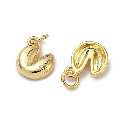 Brass Pave Clear Cubic Zirconia Heart Fortune Cookie Charms&nbsp;KK-H256-17G