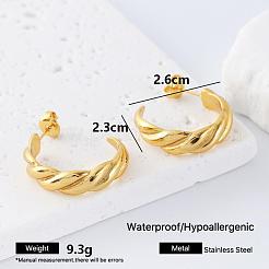 Twist 304 Stainless Steel C-Shaped Stud Earrings for Women&nbsp;WT6773