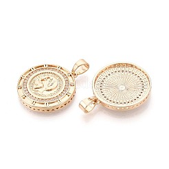 Brass Pave Clear Cubic Zirconia Pendants&nbsp;KK-T081-08G