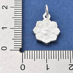 925 Sterling Silver Tai Chi Yin-yang Lotus Flower Charms&nbsp;STER-S009-10S