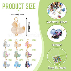 45Pcs 9 Colors Duck Glass Pendants. with Brass Loop&nbsp;PALLOY-TAC0257
