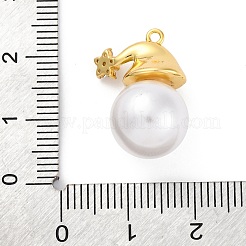 Rack Plating Brass with Cubic Zirconia Pendants and ABS Imitation Pearls Pendants&nbsp;KK-Q010-09G