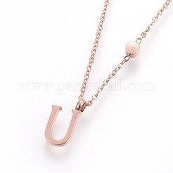 (Jewelry Parties Factory Sale)304 Stainless Steel Initial Pendant Necklaces&nbsp;NJEW-G321-04RG-U