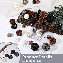 32Pcs 12 Styles Wicker Rattan Balls&nbsp;AJEW-SC0004-30