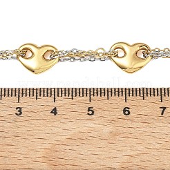 Two Tone 304 Stainless Steel Heart Link Chain Necklaces for Women&nbsp;NJEW-A074-09GP