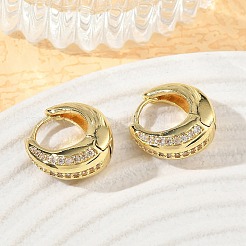 Brass Micro Pave Cubic Zirconia Hoop Earrings&nbsp;KK-CBA30C7-19G