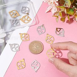 12Pcs 2 Colors 201 Stainless Steel Pendants&nbsp;STAS-UN0040-19