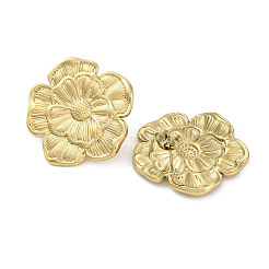 304 Stainless Steel Flower Theme Stud Earrings For Women&nbsp;EJEW-B110-04G-03