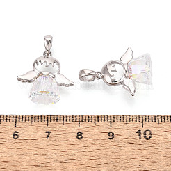 925 Sterling Silver & Austrian Crystal Angel Pendants&nbsp;STER-N016-102P