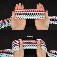 5M Rainbow Color Flat Polyester Wave Elastic Cord&nbsp;OCOR-GF0003-85C