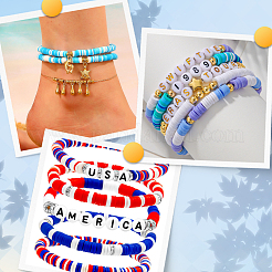 Ocean Theme DIY Disc/Flat Round Polymer Clay Beads & Alloy Enamel Charm Stretch Bracelets Making Kits&nbsp;DIY-SP0003-40