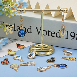 56Pcs 14 Styles Printed Alloy Enamel Pendants&nbsp;ENAM-CA0001-71