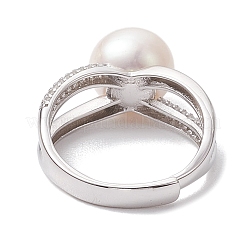 Round Natural Pearl Adjustable Rings&nbsp;RJEW-P113-09P