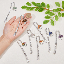 Flat Round with Tree of Life Natural & Synthetic Gemstone Bookmarks&nbsp;AJEW-FH00015