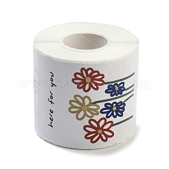 200Pcs Rectangle with Flower Here for You Theme Paper Self-Adhesive Stickers&nbsp;AJEW-S084-02E