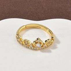 Brass Micro Pave Cubic Zirconia Finger Rings&nbsp;RJEW-H258-03G