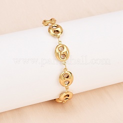 304 Stainless Steel Coffee Bean Link Chain Bracelets&nbsp;BJEW-D359-14A-G