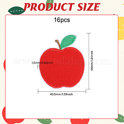 16Pcs Apple Polyester & Cotton Embroider Thread Iron on/Sew On Patches&nbsp;PATC-CA0001-19B