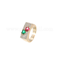 Brass Micro Pave Cubic Zirconia Cuff Open Rings&nbsp;FS-WG4AF5E-02
