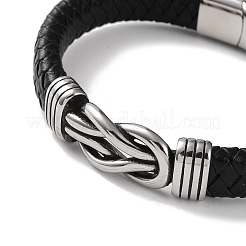 Men's Braided Black PU Leather Cord Bracelets&nbsp;BJEW-K243-19AS