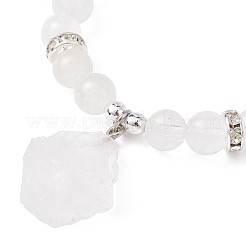 Natural Quartz Crysta & Synthetic Hematite Beaded Stretch Bracelet&nbsp;BJEW-JB09760-05